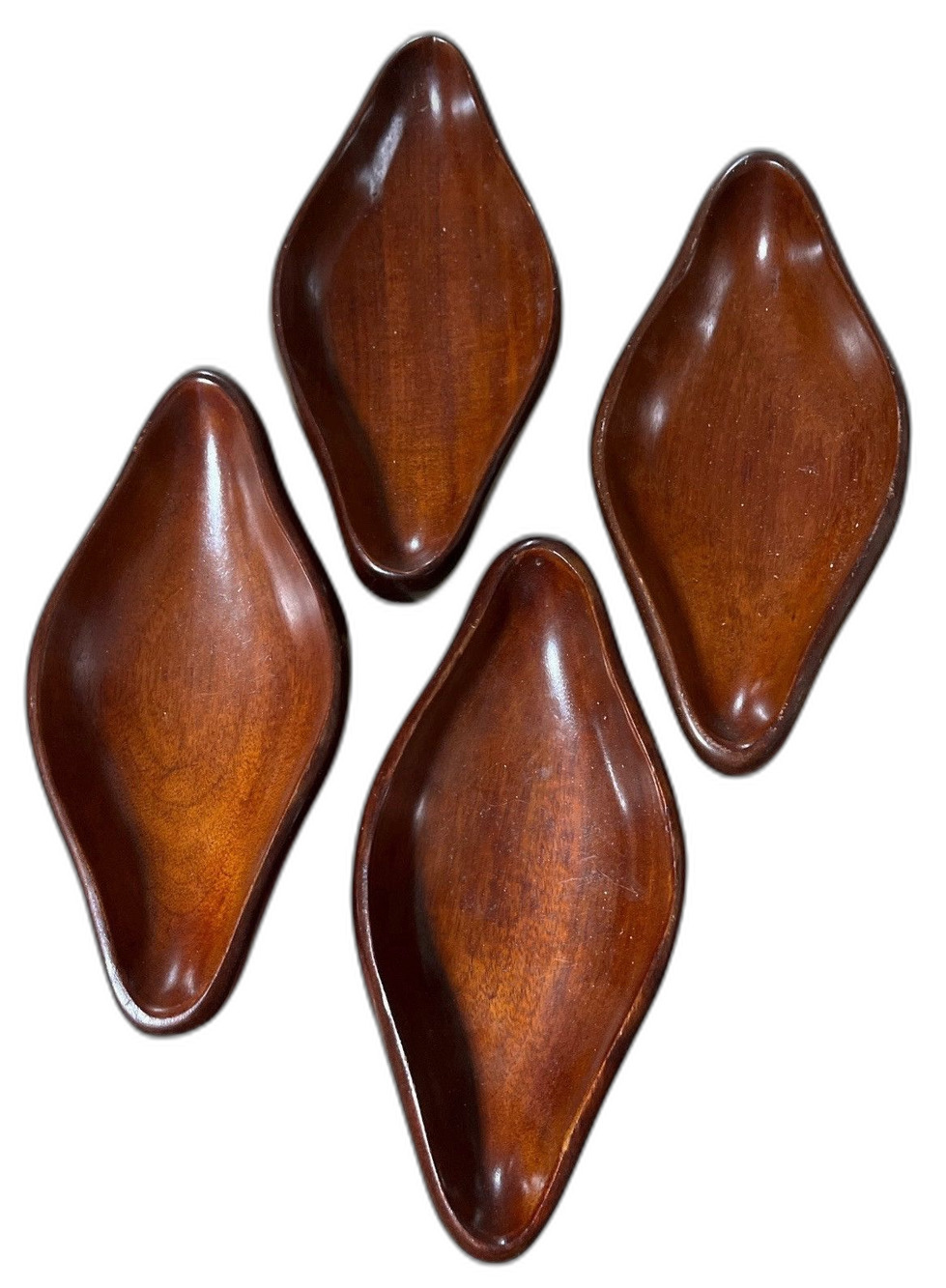 Caribcraft Mahogany Wood Serving Trays Set of 4 Handmade Haiti Mid Century MCM